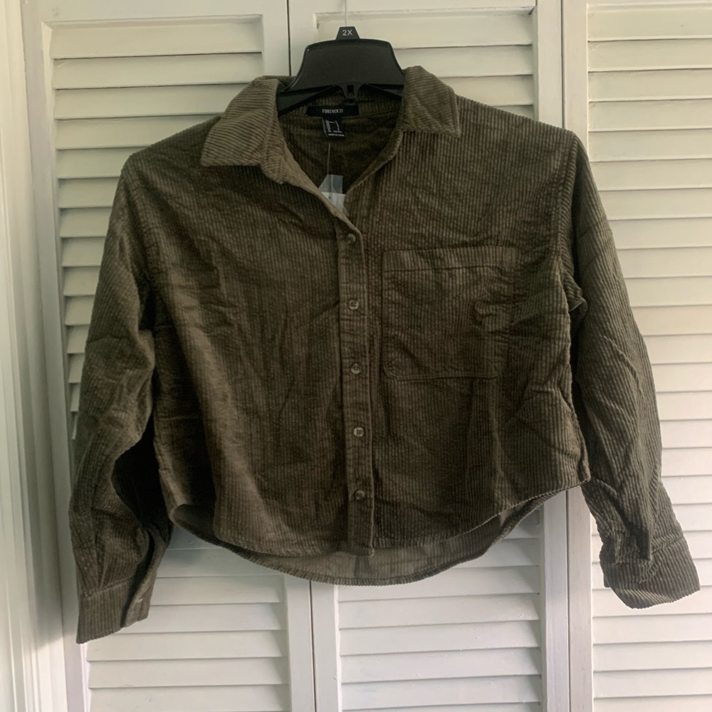 Green Corduroy Button up